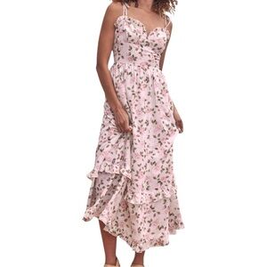 West of Melrose Floral Print Maxi Dress Tiered Ruffle Milkmaid Cottage Sz M